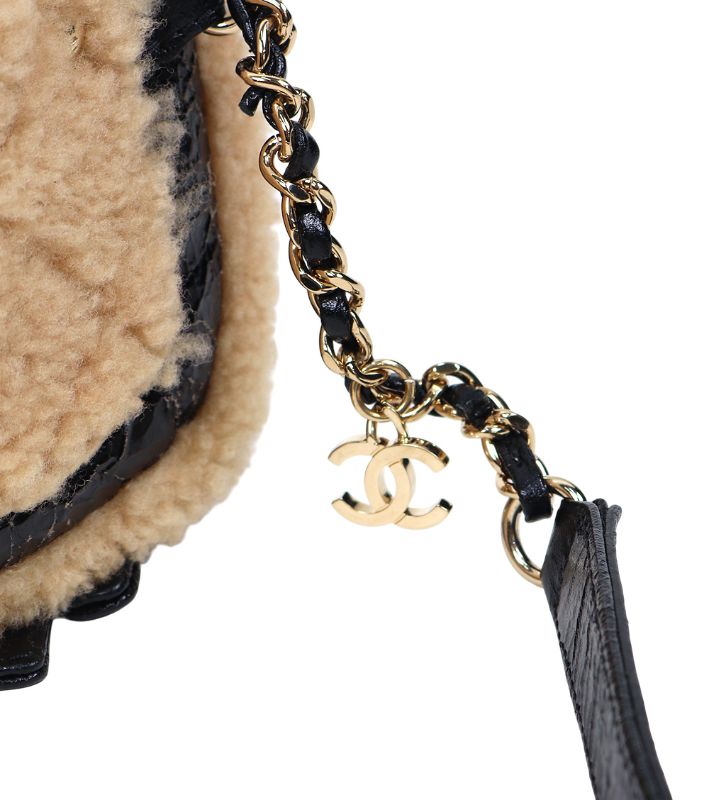 Chanel Black Shearling Big CC Belt Bag