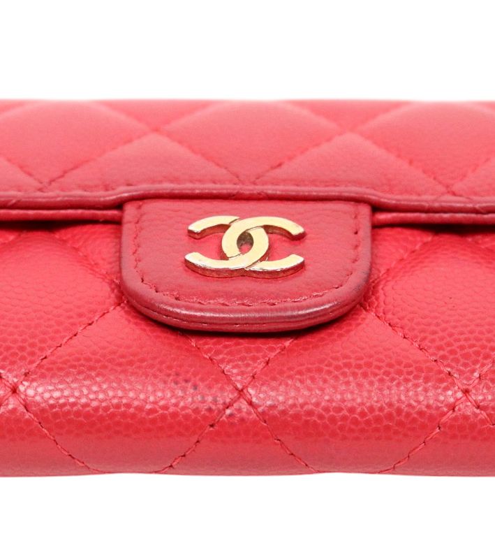 Chanel Red Caviar Skin Card Wallet