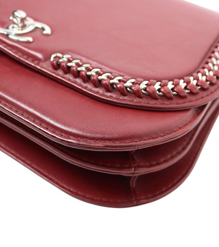Chanel Burgundy Leather Chain Flap Shoulder Bag