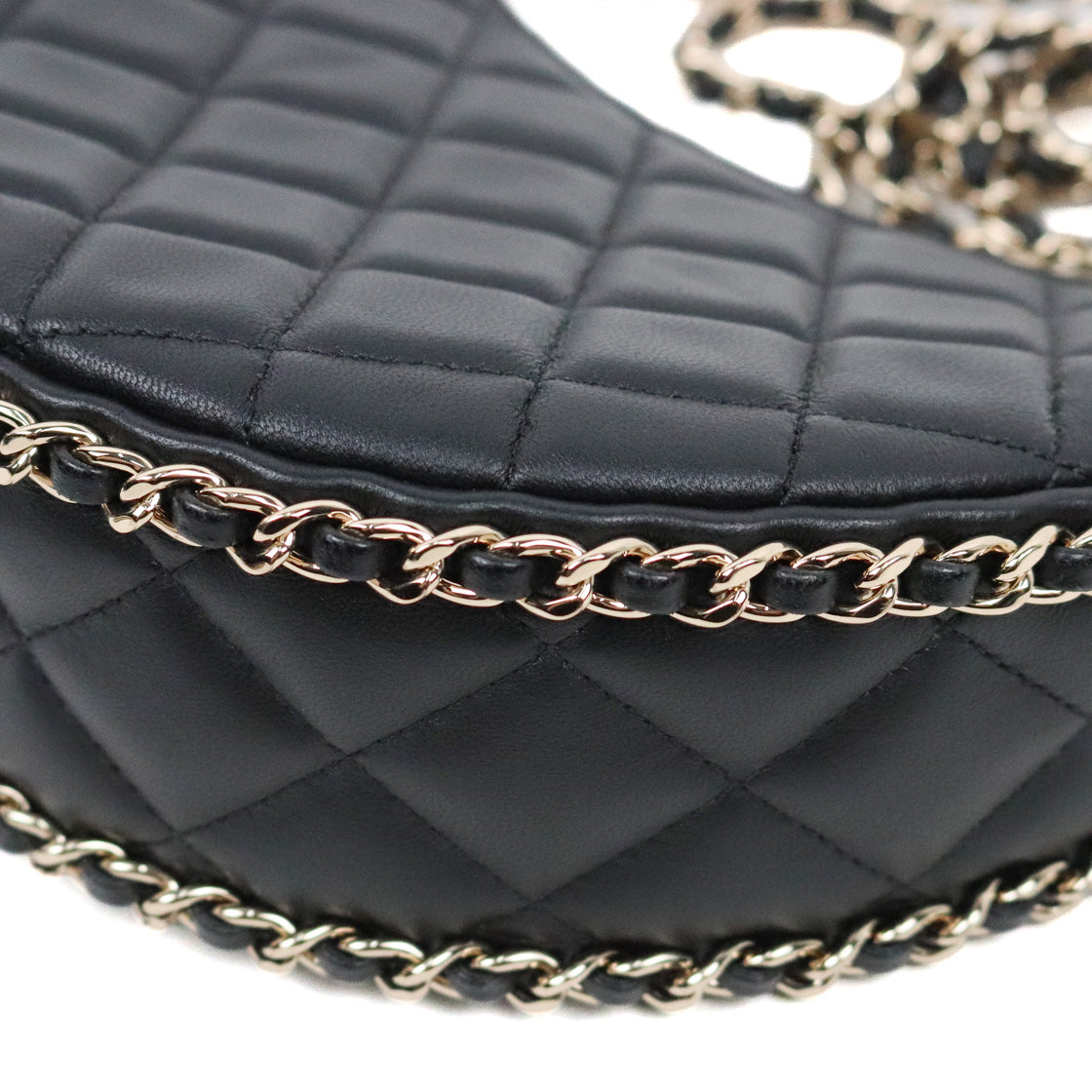 Chanel Black Lambskin Half-Moon Hobo Bag