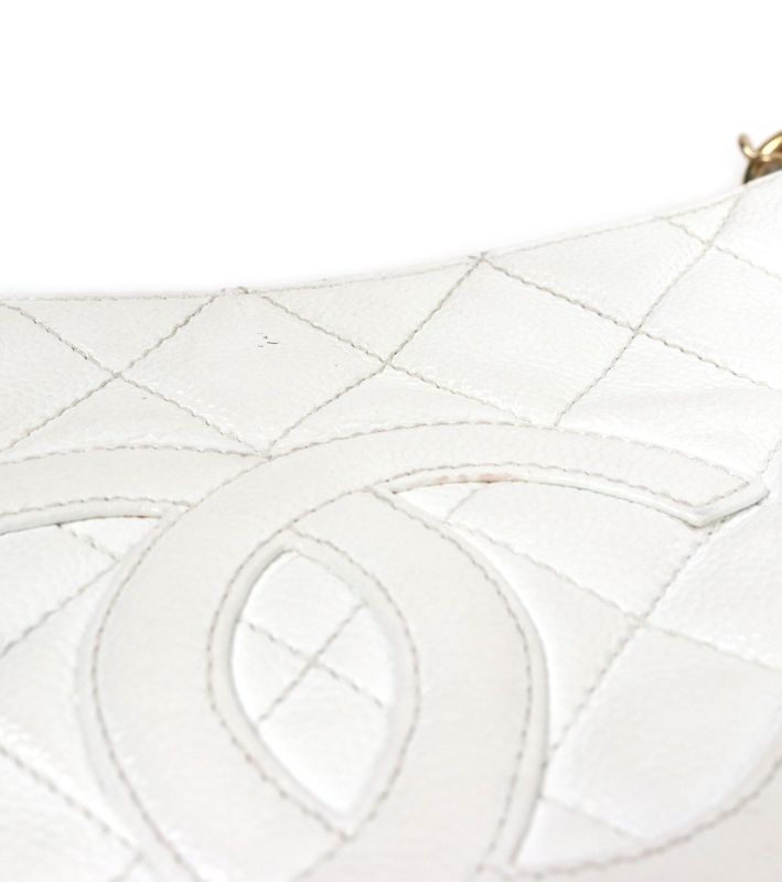 Chanel White Caviar Skin Timeless Shoulder Bag
