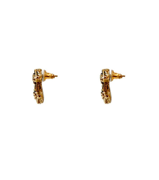 Chanel Black CC Gold Earrings