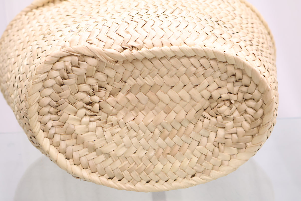 Rattan Tin Classic Panier Palm Leaf Calfskin Tan Tote Bag 113832EFA.04LU