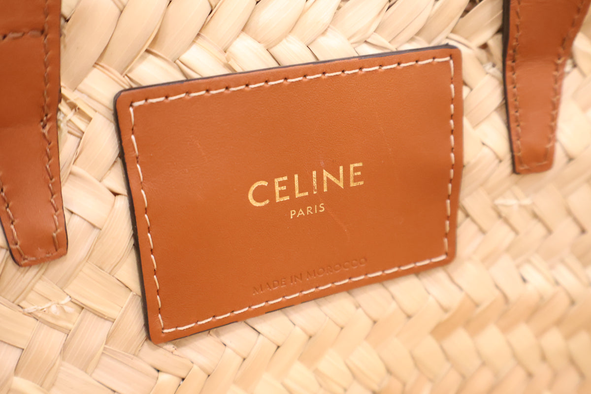Rattan Tin Classic Panier Palm Leaf Calfskin Tan Tote Bag 113832EFA.04LU