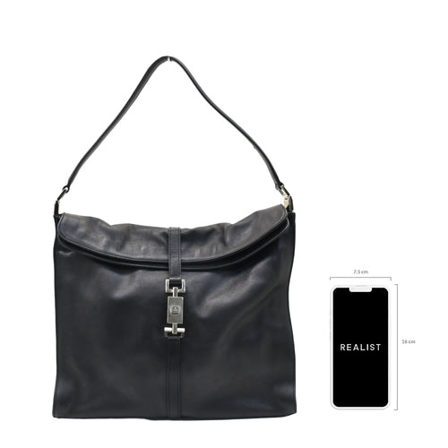 Black leather shoulder bag