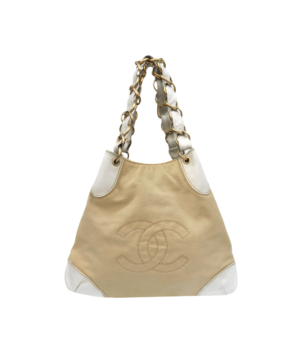 Chanel Beige Fabric Shoulder Bag