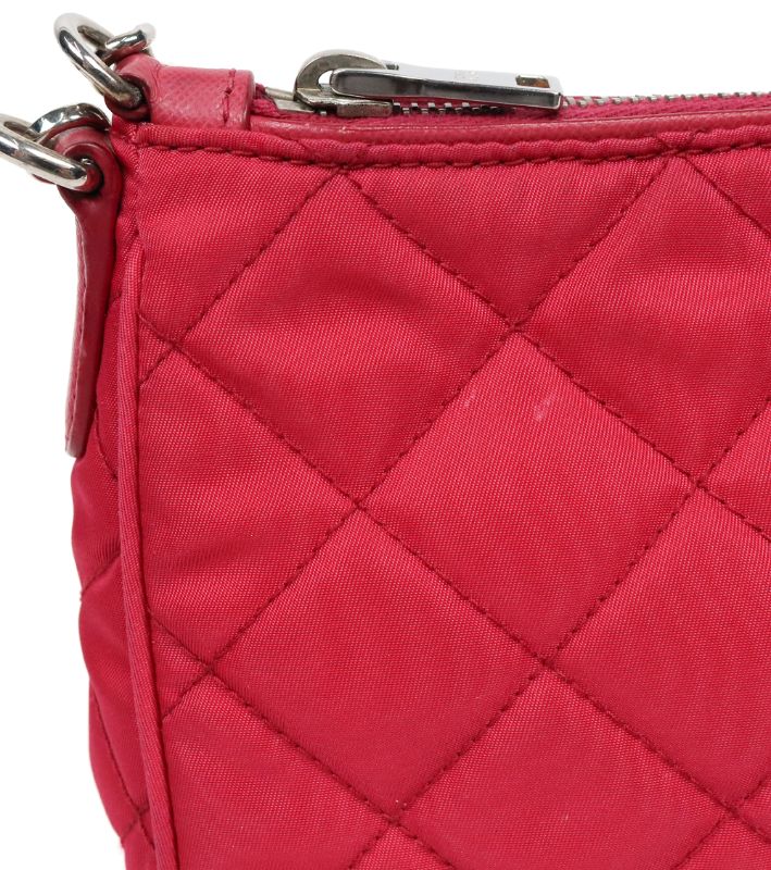 Prada Pink Nylon Quilted Chain Shoulder Bag