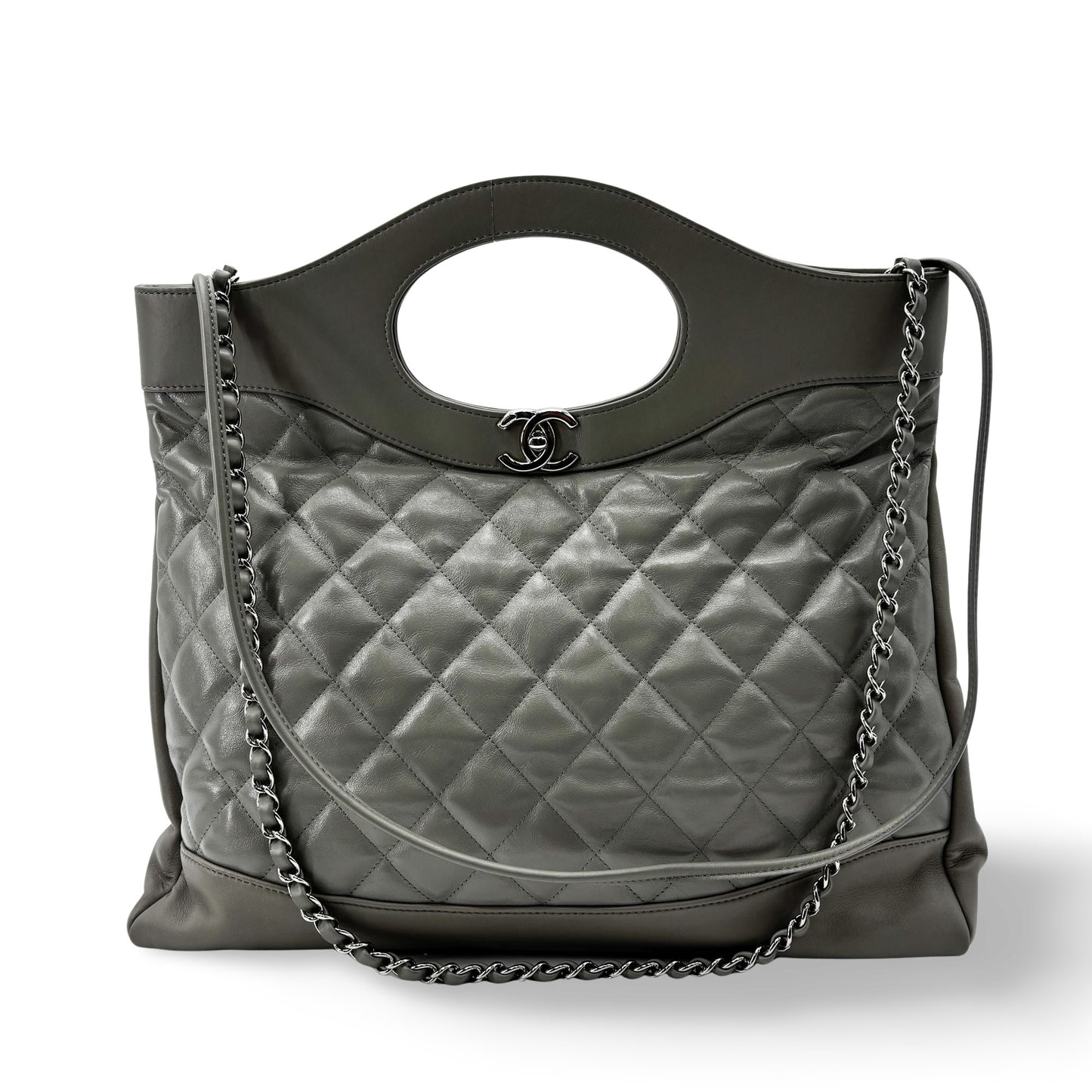 Chanel 31 Large Shopping Bag Grey Silver Hardware