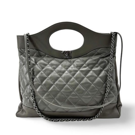Chanel 31 Large Shopping Bag Grey Silver Hardware