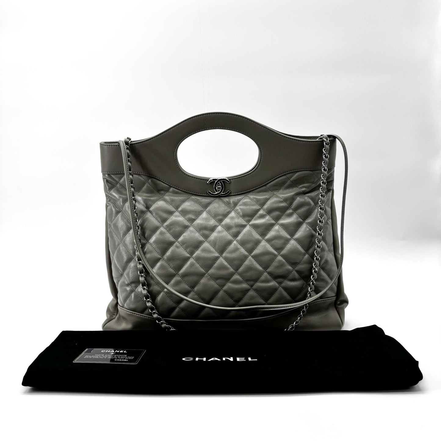 Chanel 31 Large Shopping Bag Grey Silver Hardware
