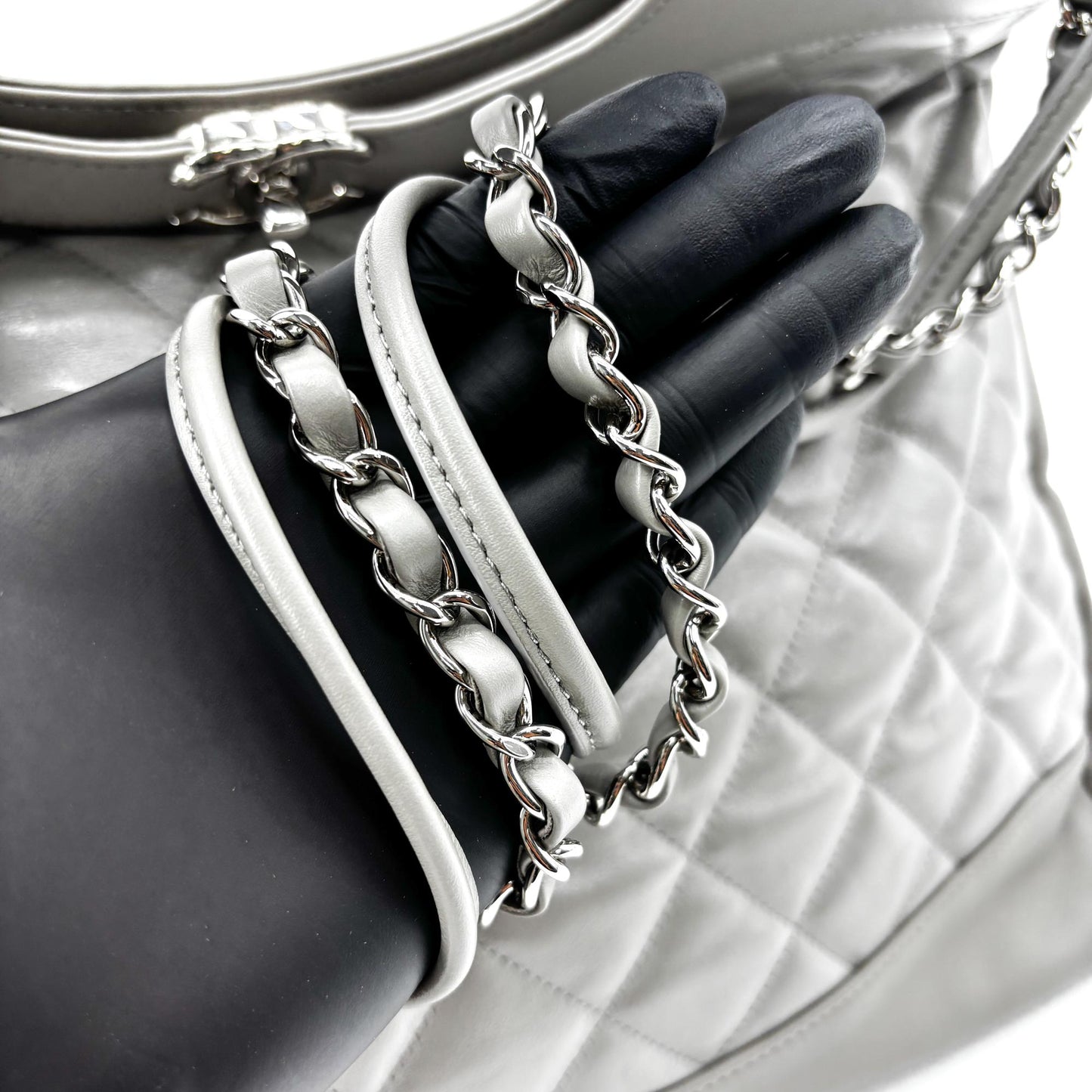 Chanel 31 Large Shopping Bag Grey Silver Hardware
