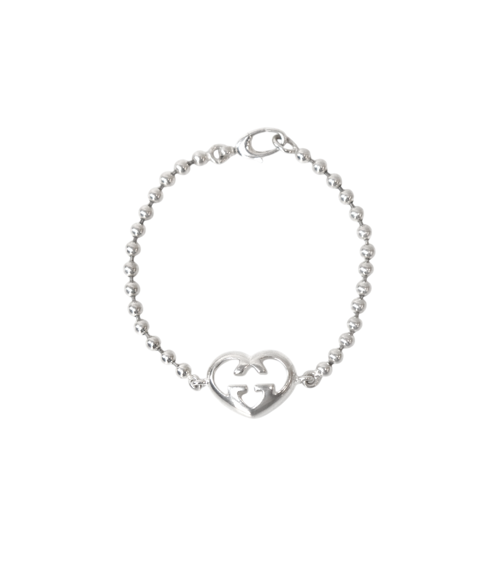 Gucci Heart Interlocking G Silver Bracelet
