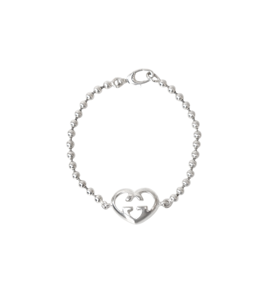 Gucci Heart Interlocking G Silver Bracelet