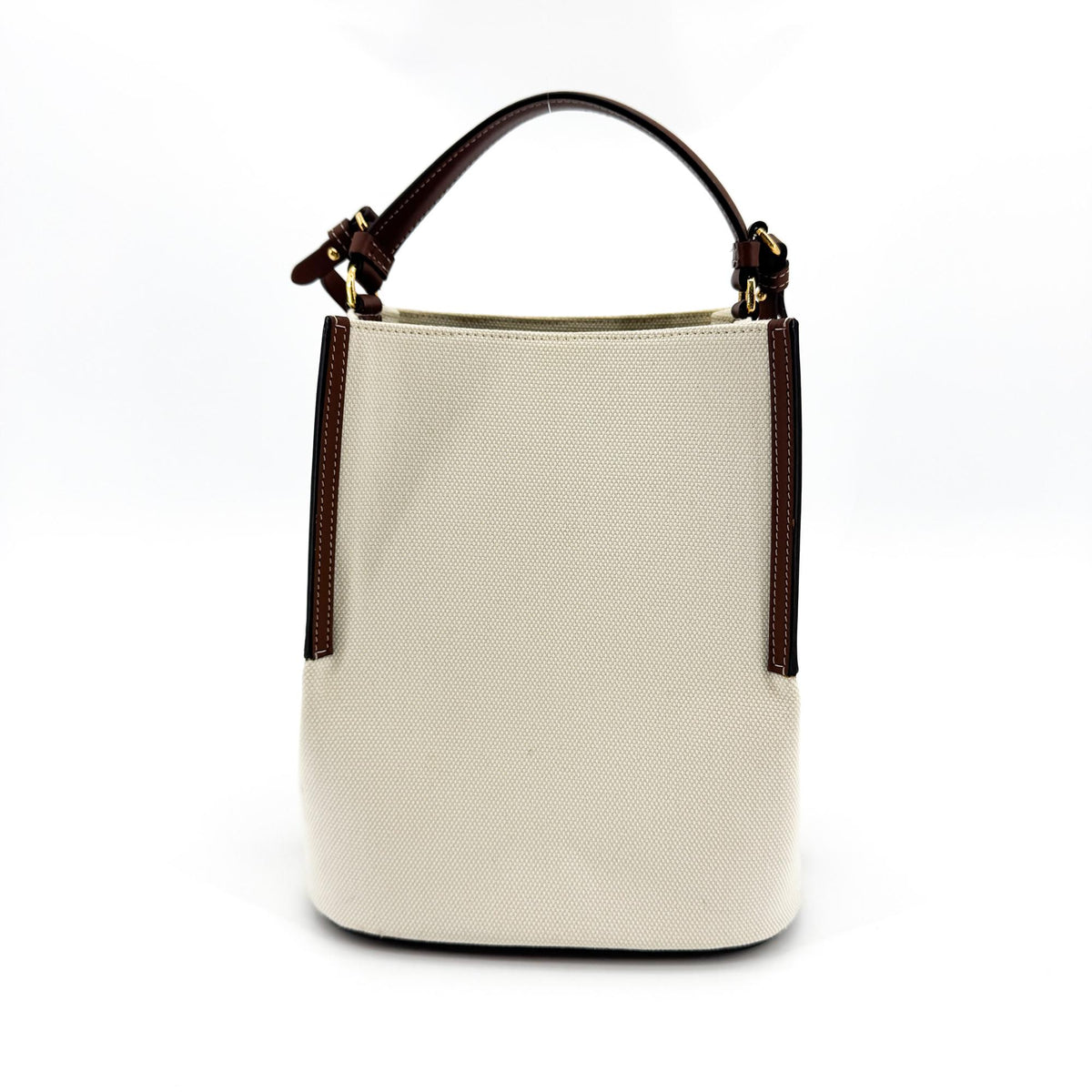 Burberry Small Logo Graphic Canvas Peggy Bucket Bag Natural Tan