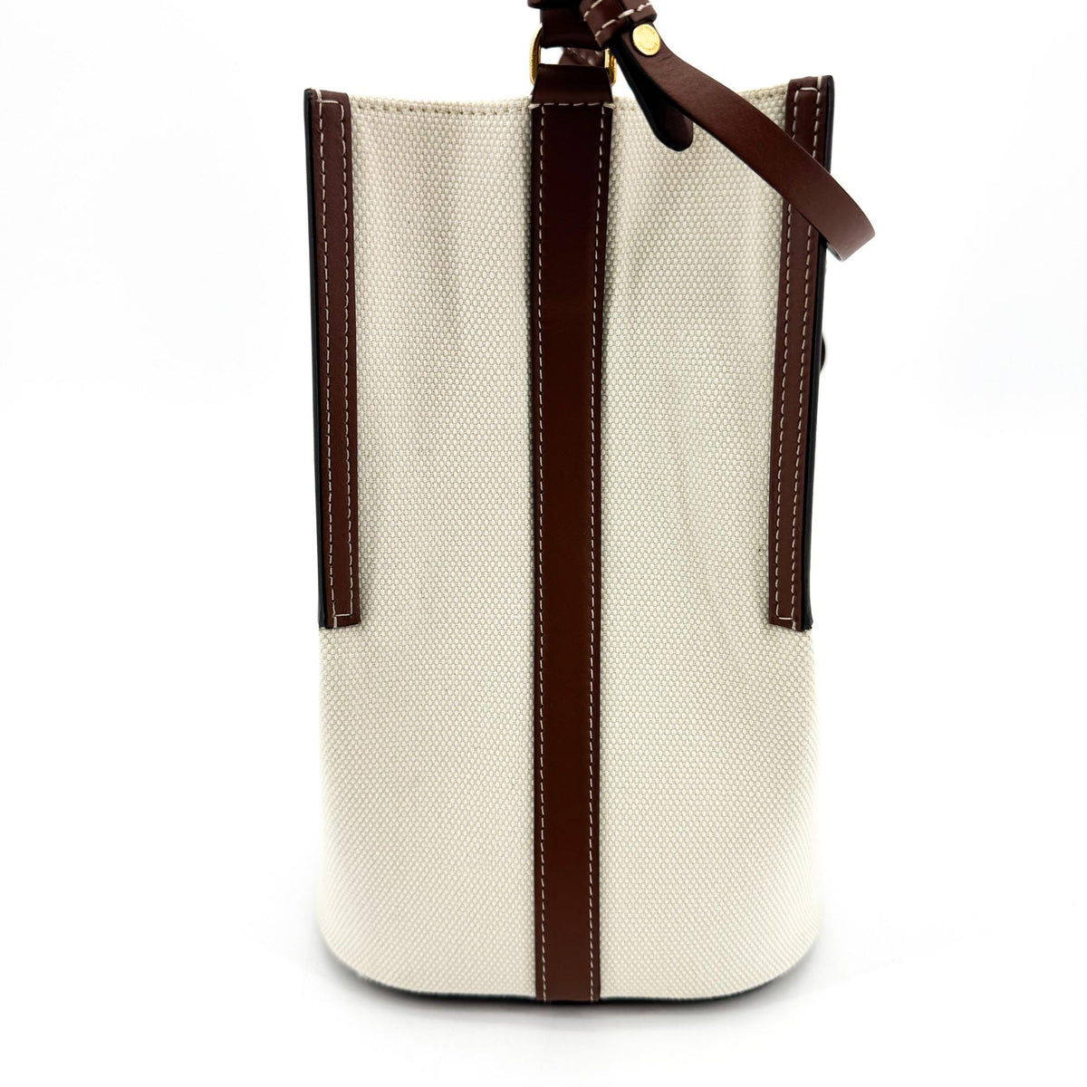 Burberry Small Logo Graphic Canvas Peggy Bucket Bag Natural Tan