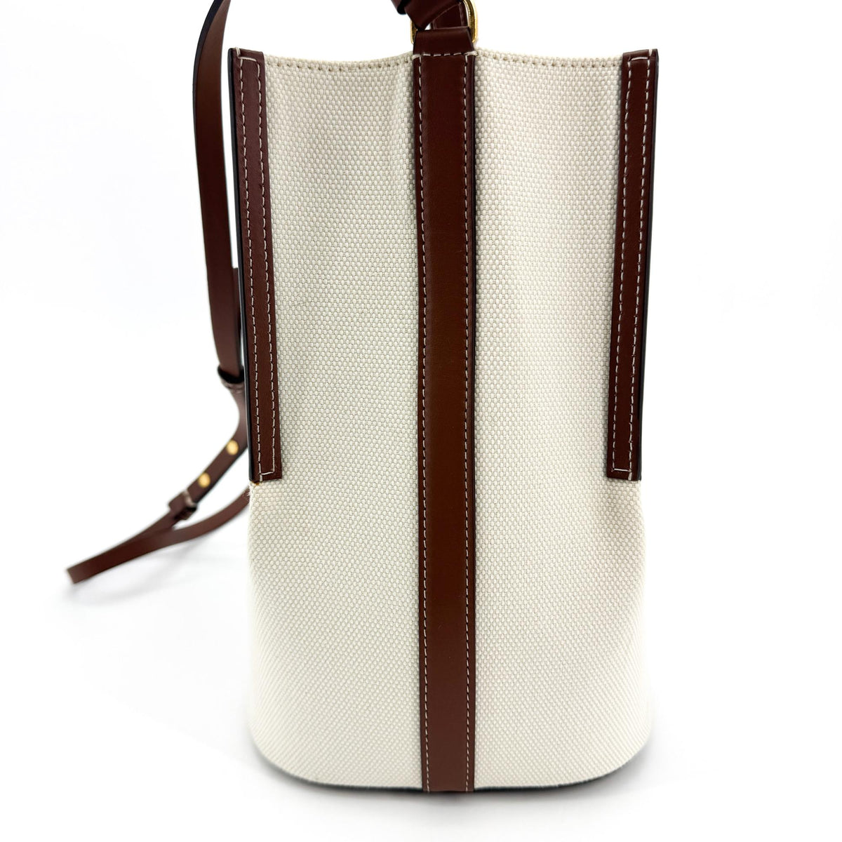 Burberry Small Logo Graphic Canvas Peggy Bucket Bag Natural Tan