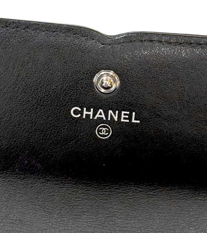 Chanel Black Stripe Long Wallet