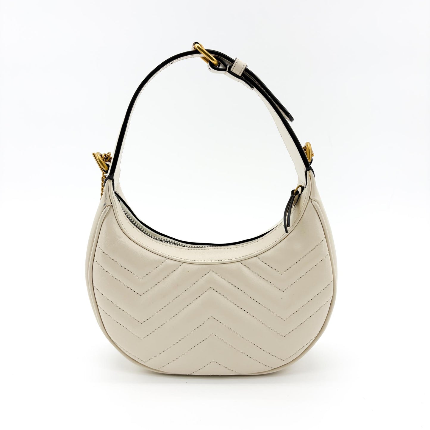 Gucci GG Marmont Half Moon Shape Mini Bag White