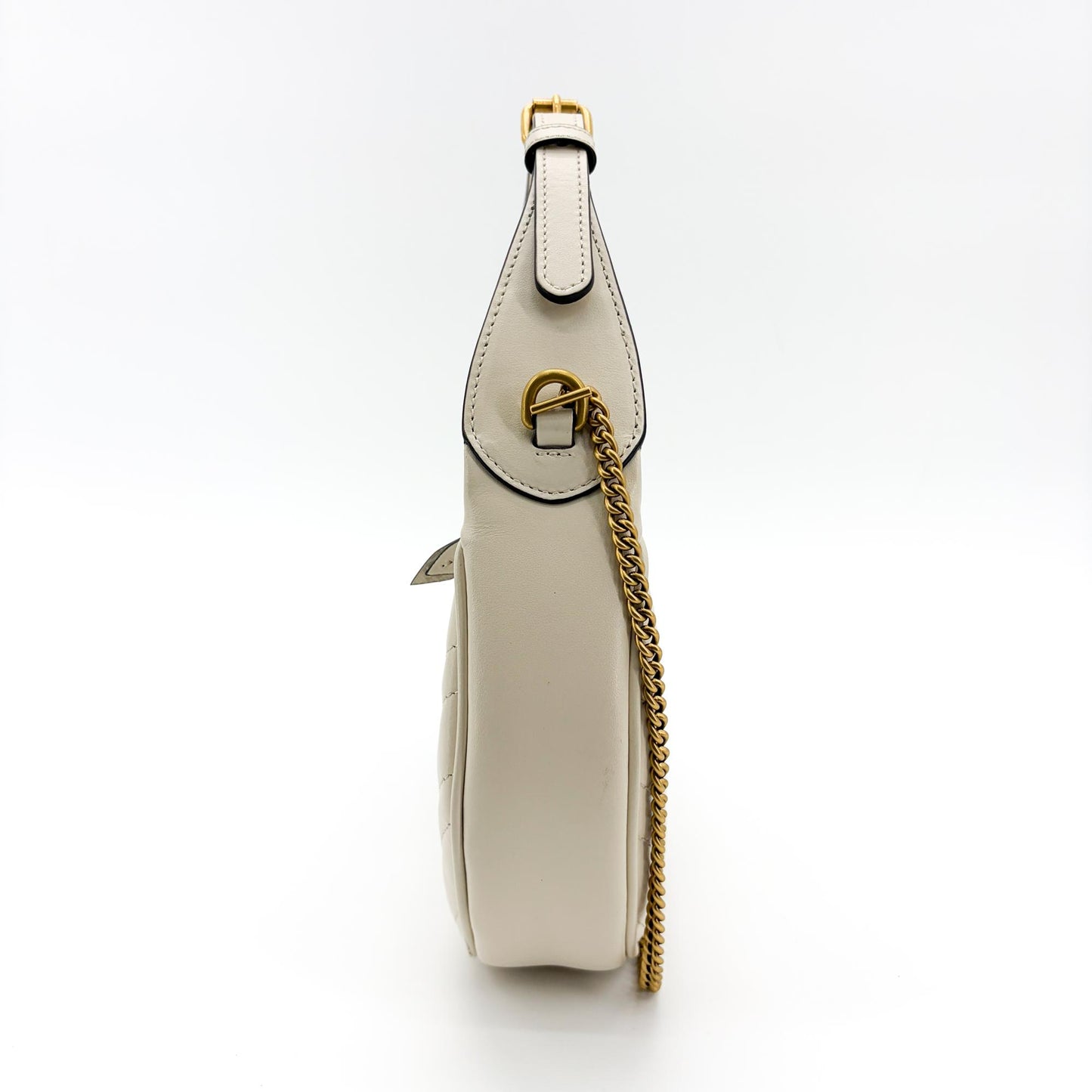 Gucci GG Marmont Half Moon Shape Mini Bag White