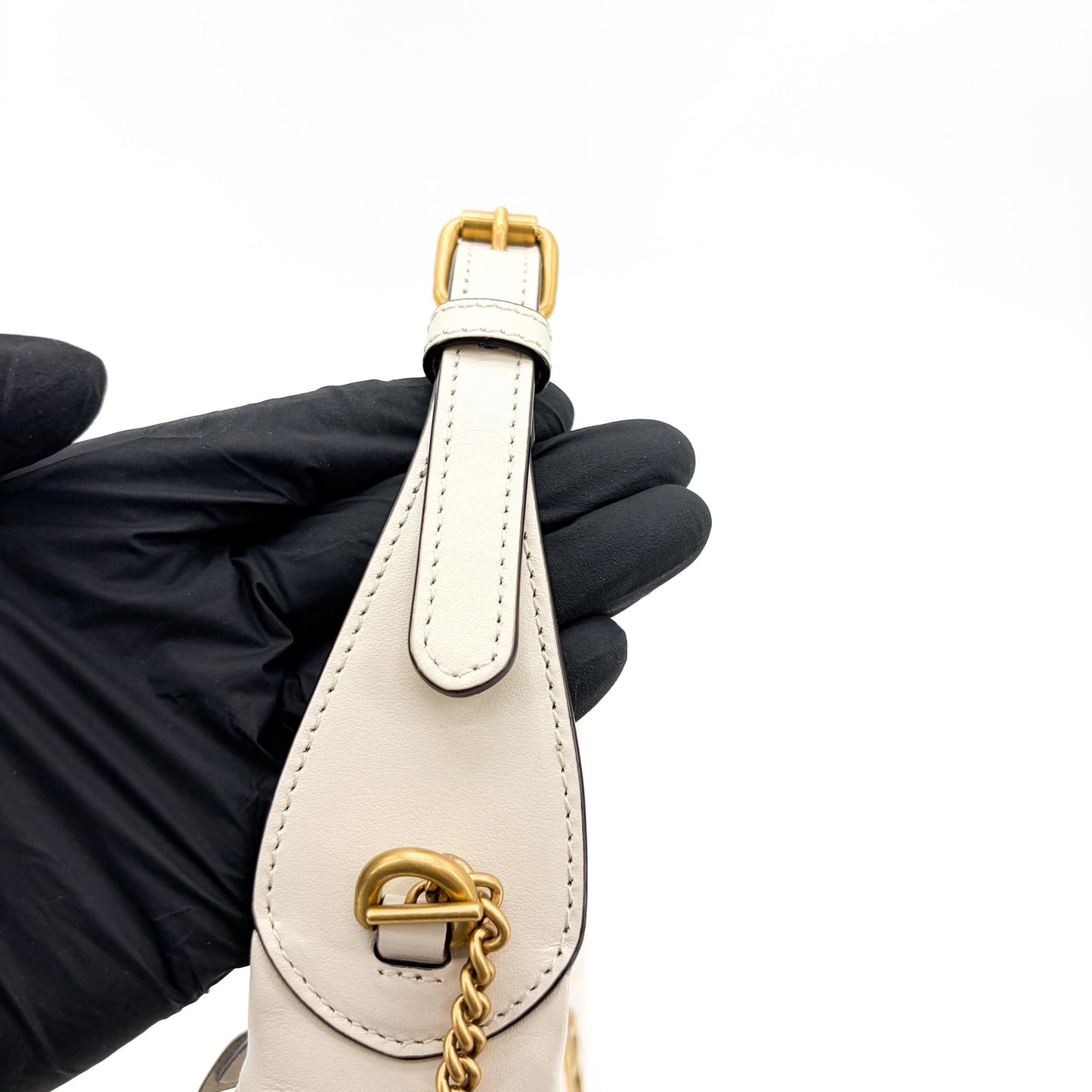 Gucci GG Marmont Half Moon Shape Mini Bag White