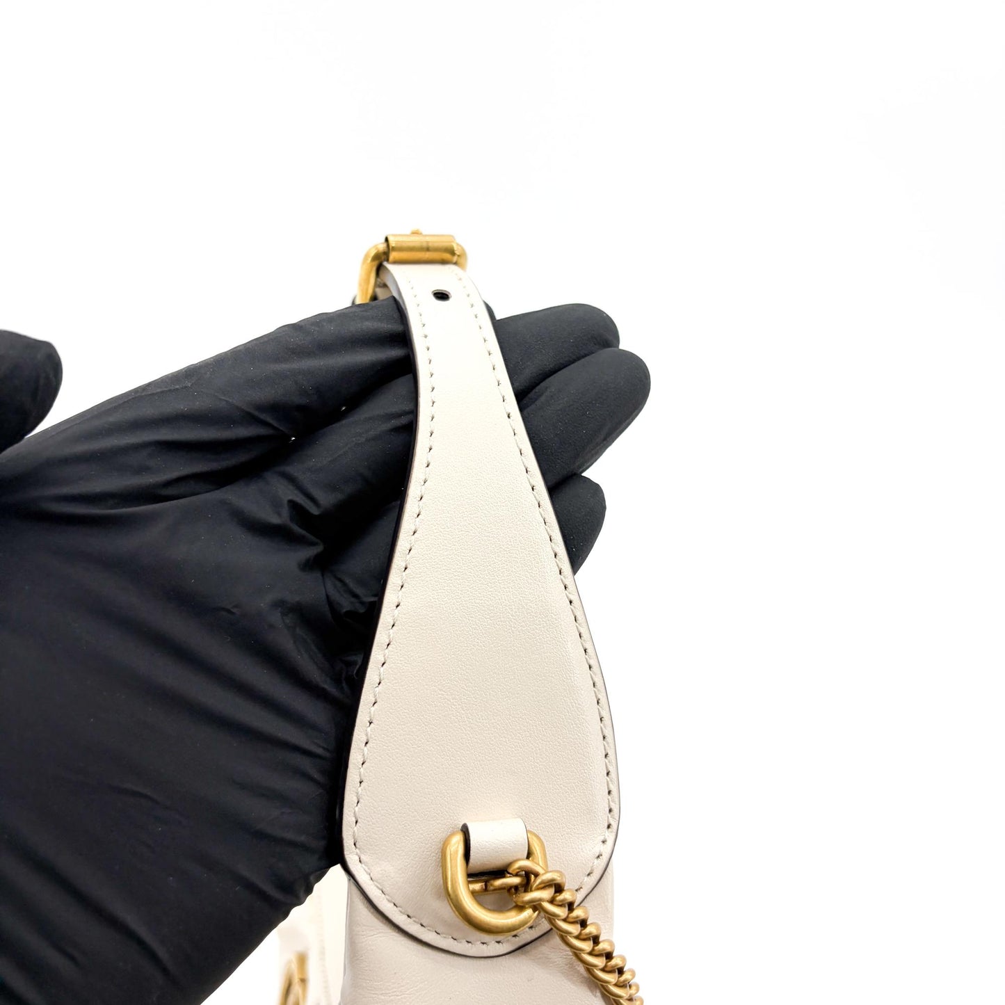 Gucci GG Marmont Half Moon Shape Mini Bag White