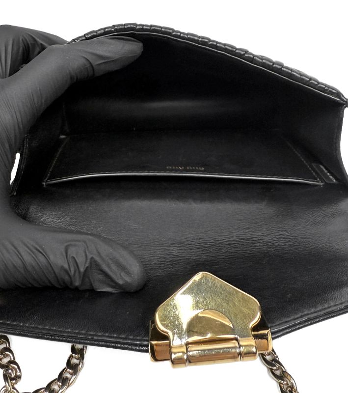 Miu Miu Black Matelassé Chain Crossbody Bag