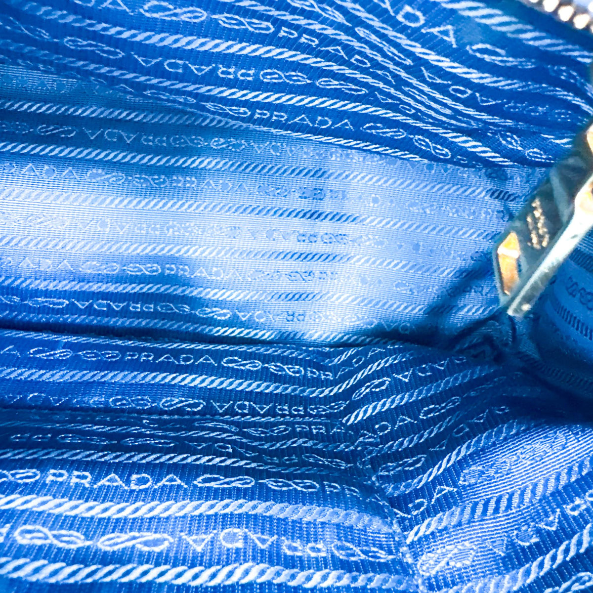 Prada Saffiano Luxe Tote Bag Blue Gold Hardware