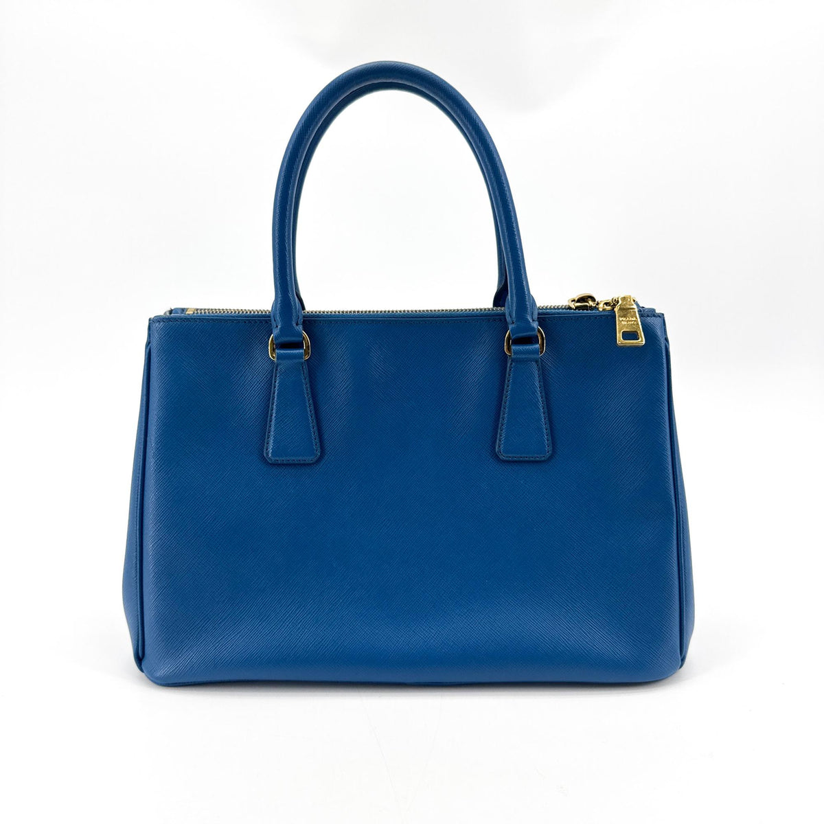 Prada Saffiano Luxe Tote Bag Blue Gold Hardware