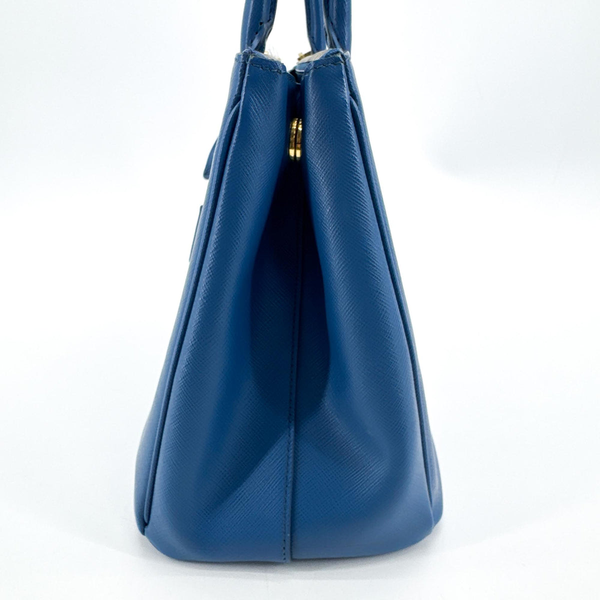 Prada Saffiano Luxe Tote Bag Blue Gold Hardware