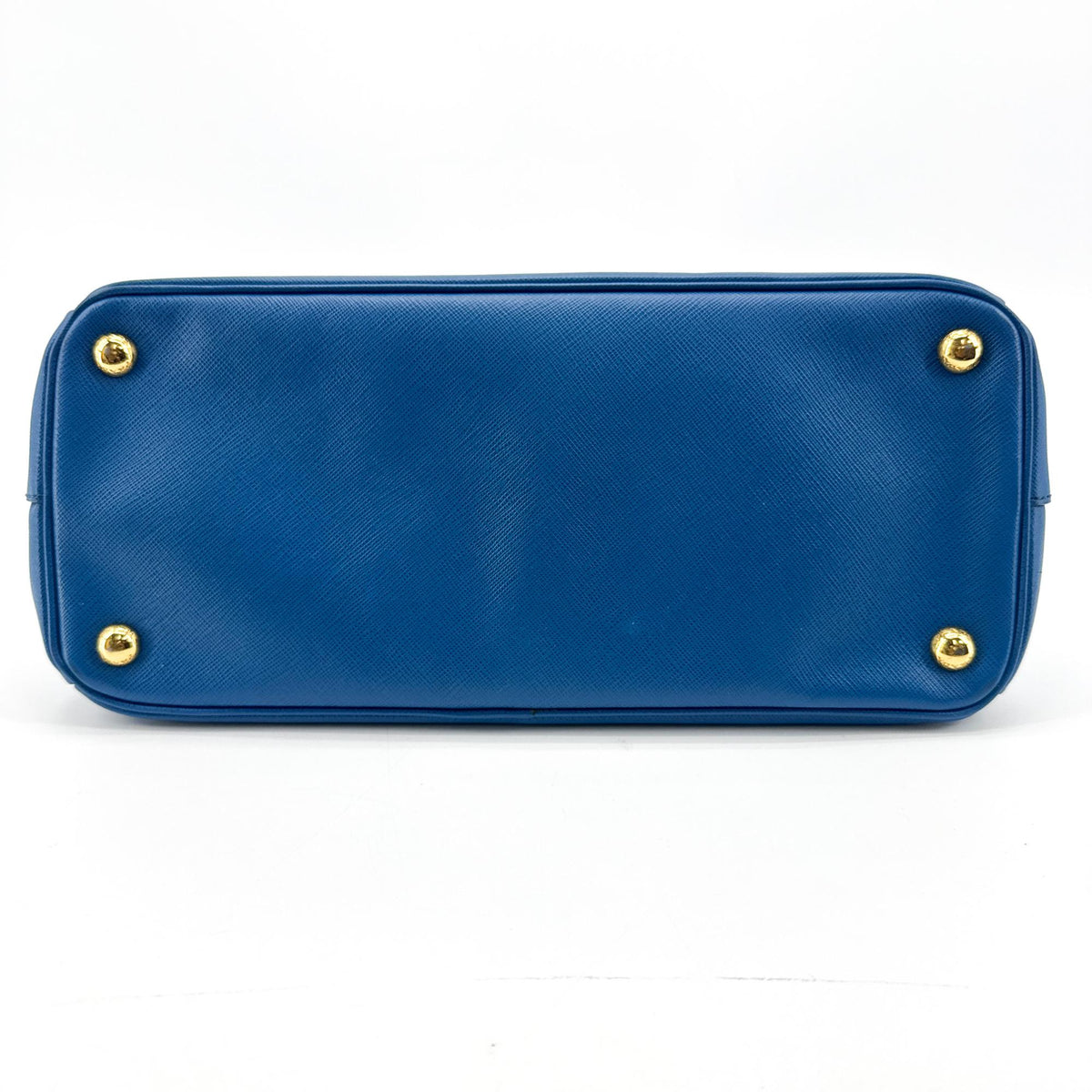 Prada Saffiano Luxe Tote Bag Blue Gold Hardware