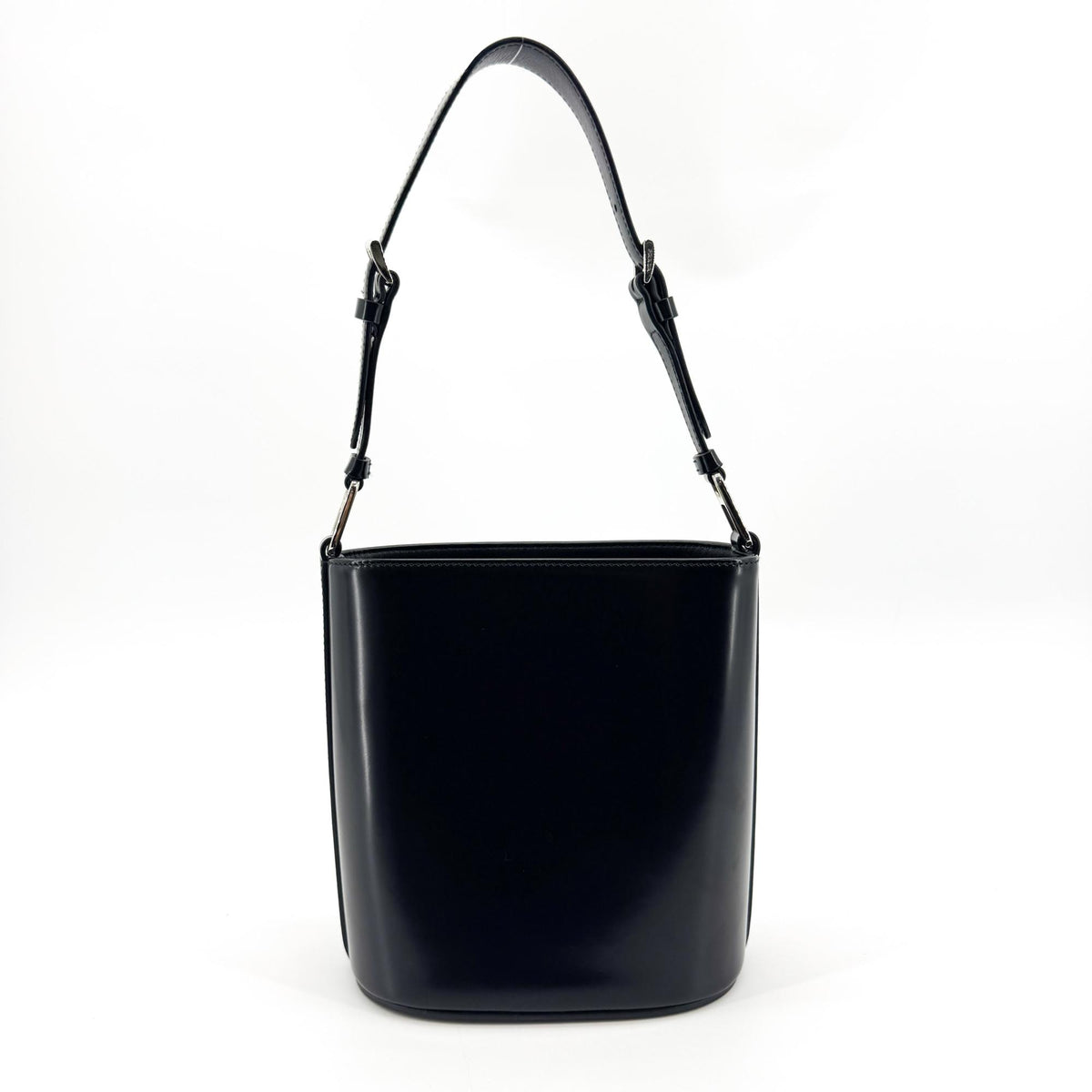 Prada Brushed Leather Bucket Bag Black