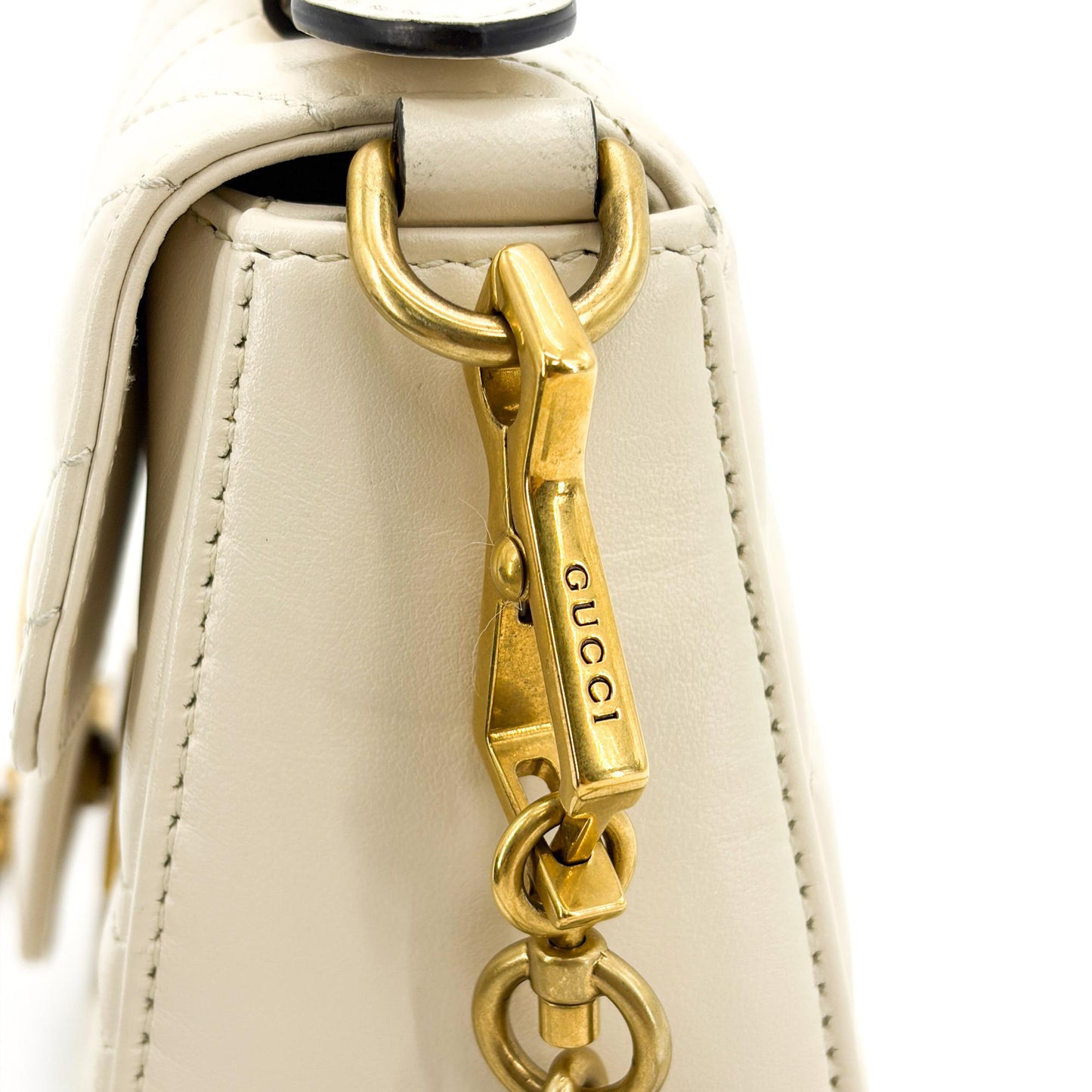 Gucci GG Marmont Matelassé Mini Top Handle Bag White