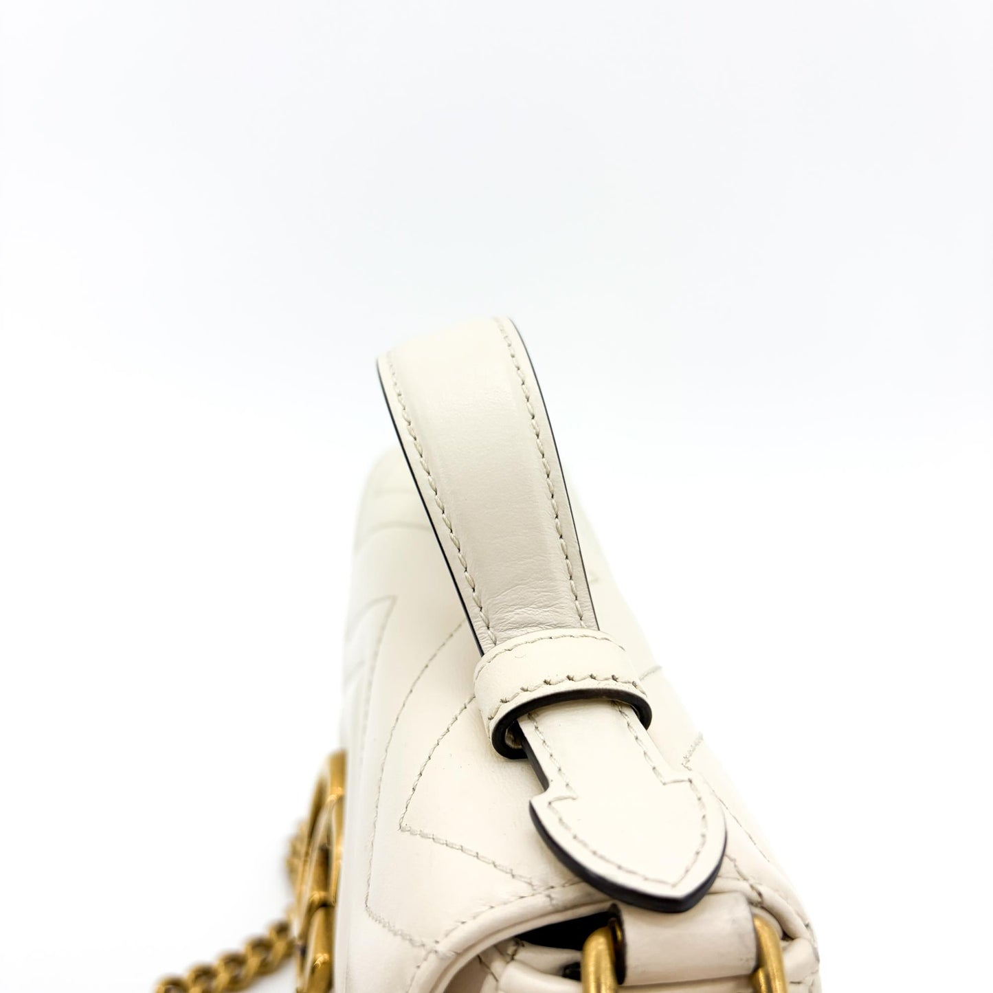 Gucci GG Marmont Matelassé Mini Top Handle Bag White