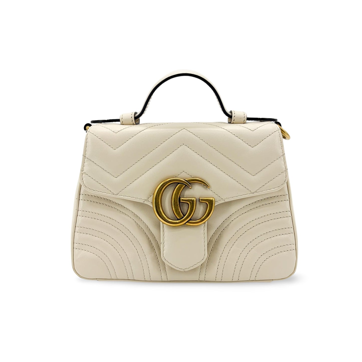 Gucci GG Marmont Matelassé Mini Top Handle Bag White