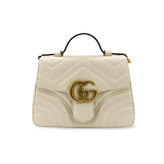 Gucci GG Marmont Matelassé Mini Top Handle Bag White