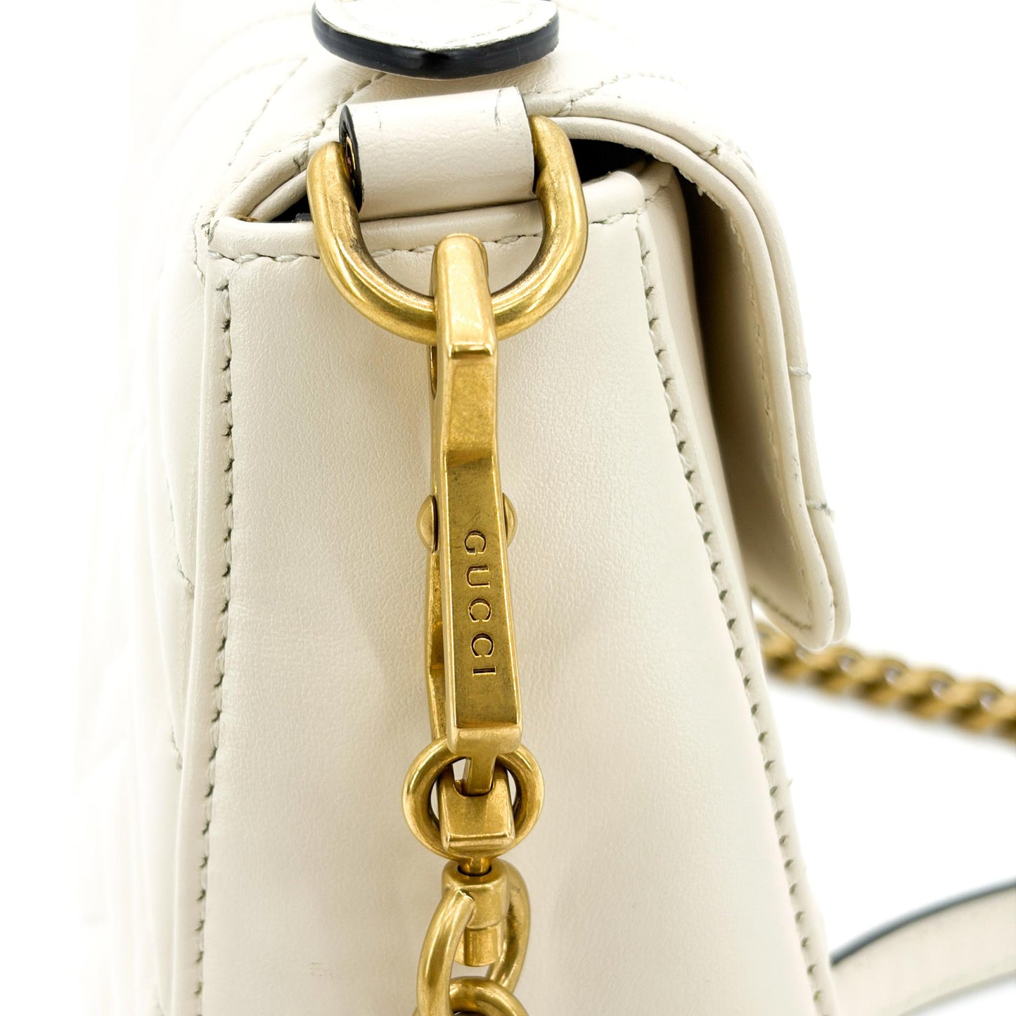 Gucci GG Marmont Matelassé Mini Top Handle Bag White