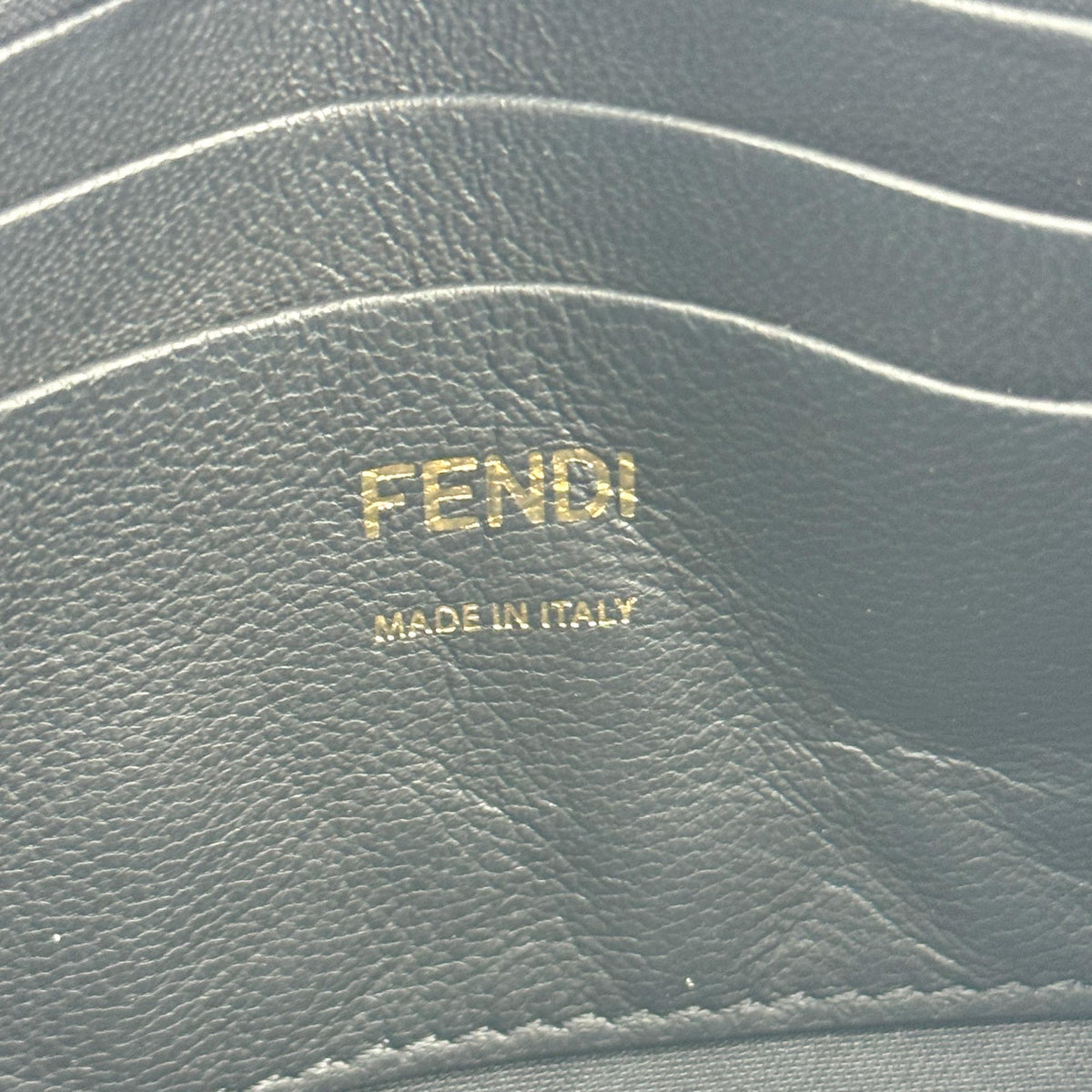 Fendi FF Embossed Baguette Mini Bag Black Gold Hardware