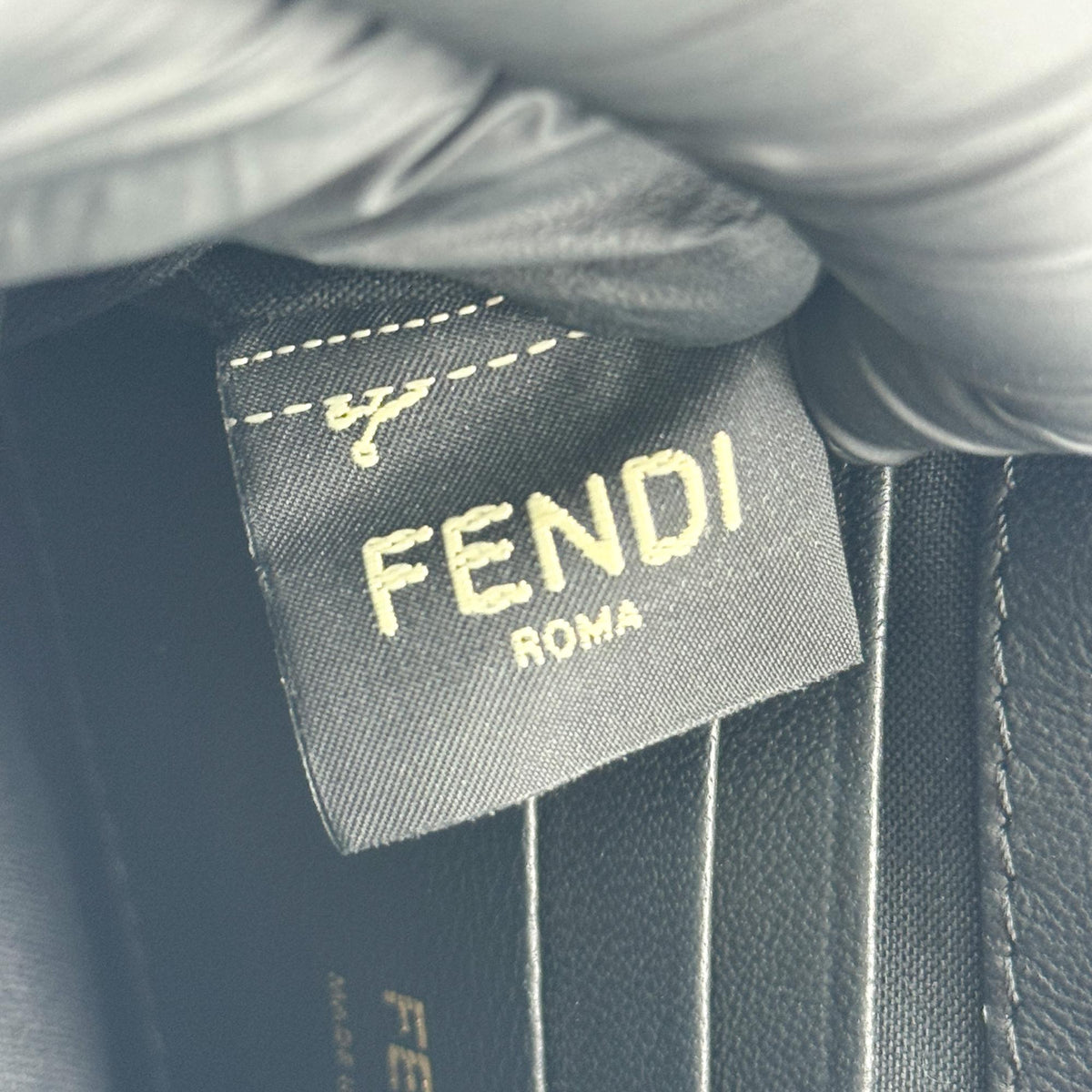 Fendi FF Embossed Baguette Mini Bag Black Gold Hardware