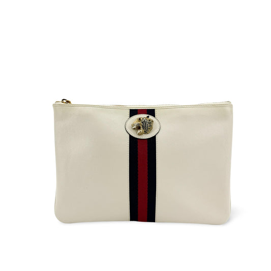 Gucci Raja leather clutch ecru
