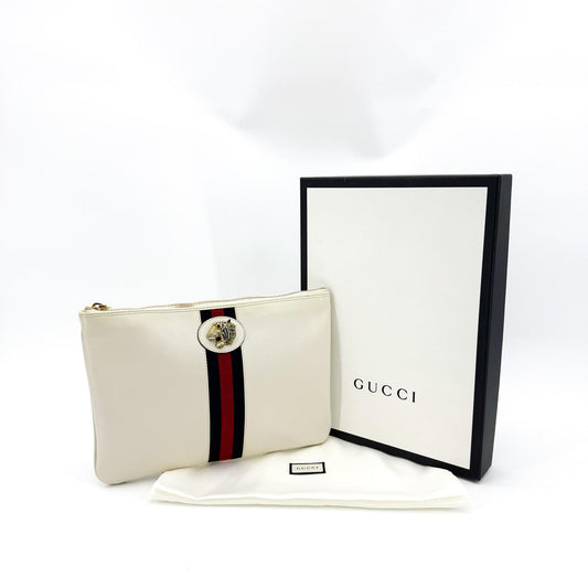 Gucci Raja leather clutch ecru