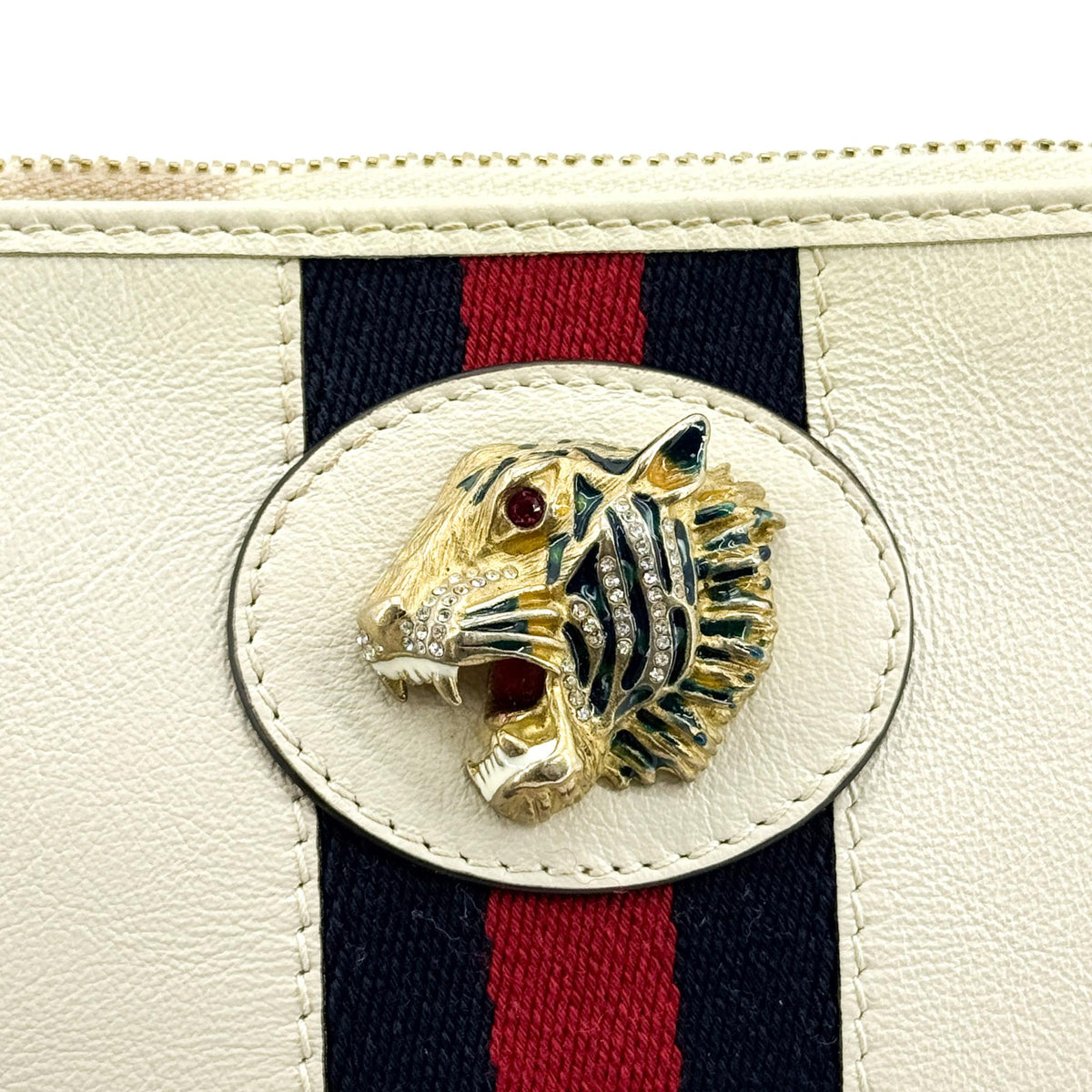 Gucci Raja leather clutch ecru