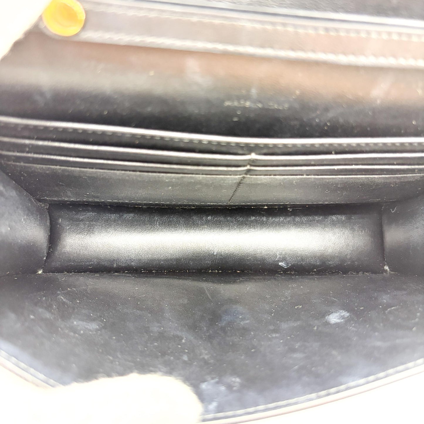 Celine Vintage Triomphe Leather Envelope Clutch Black