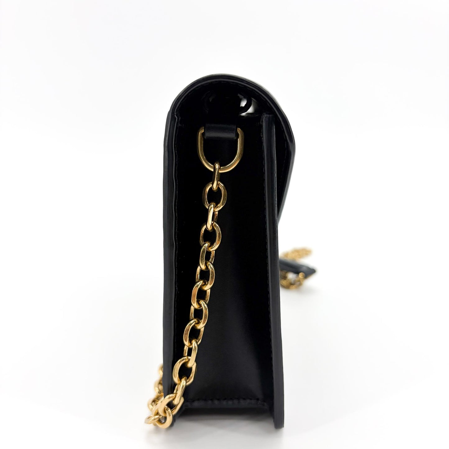 Celine Vintage Triomphe Leather Envelope Clutch Black