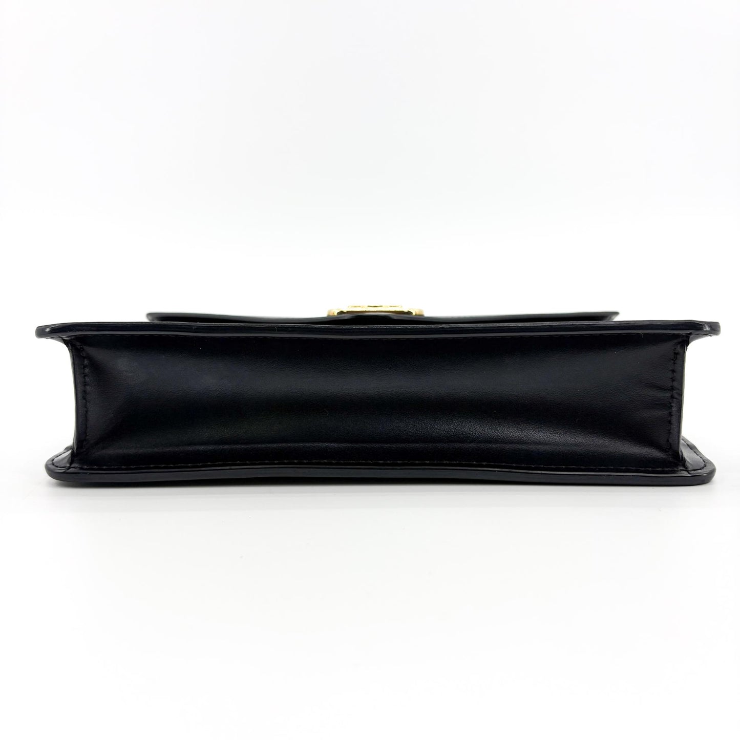 Celine Vintage Triomphe Leather Envelope Clutch Black