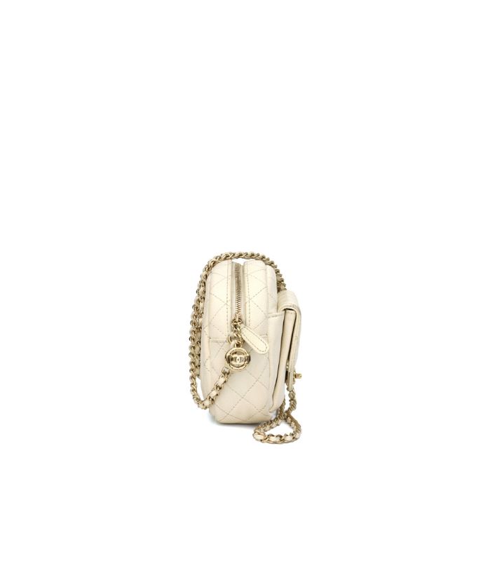 Chanel White Cosmetic Chain Shoulder Bag