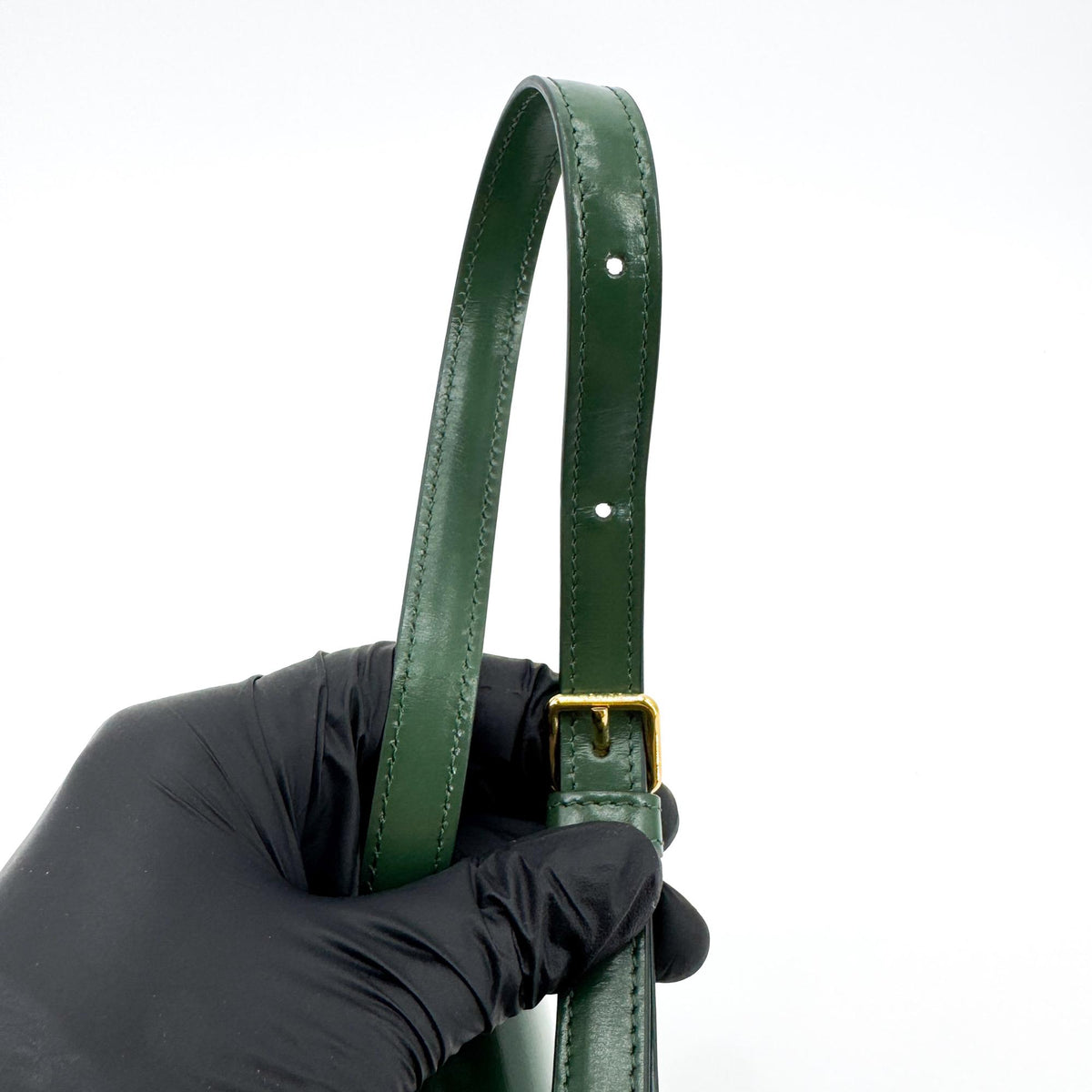 Celine Shiny Calfskin Triomphe Shoulder Bag Green Gold Hardware