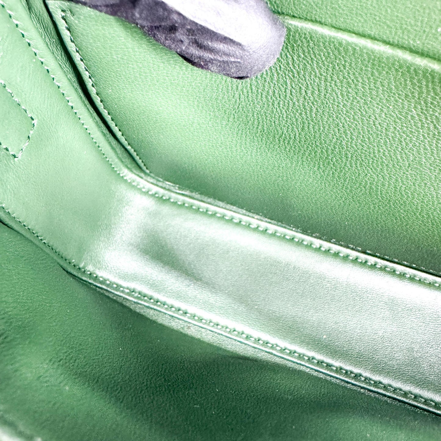 Celine Shiny Calfskin Triomphe Shoulder Bag Green Gold Hardware