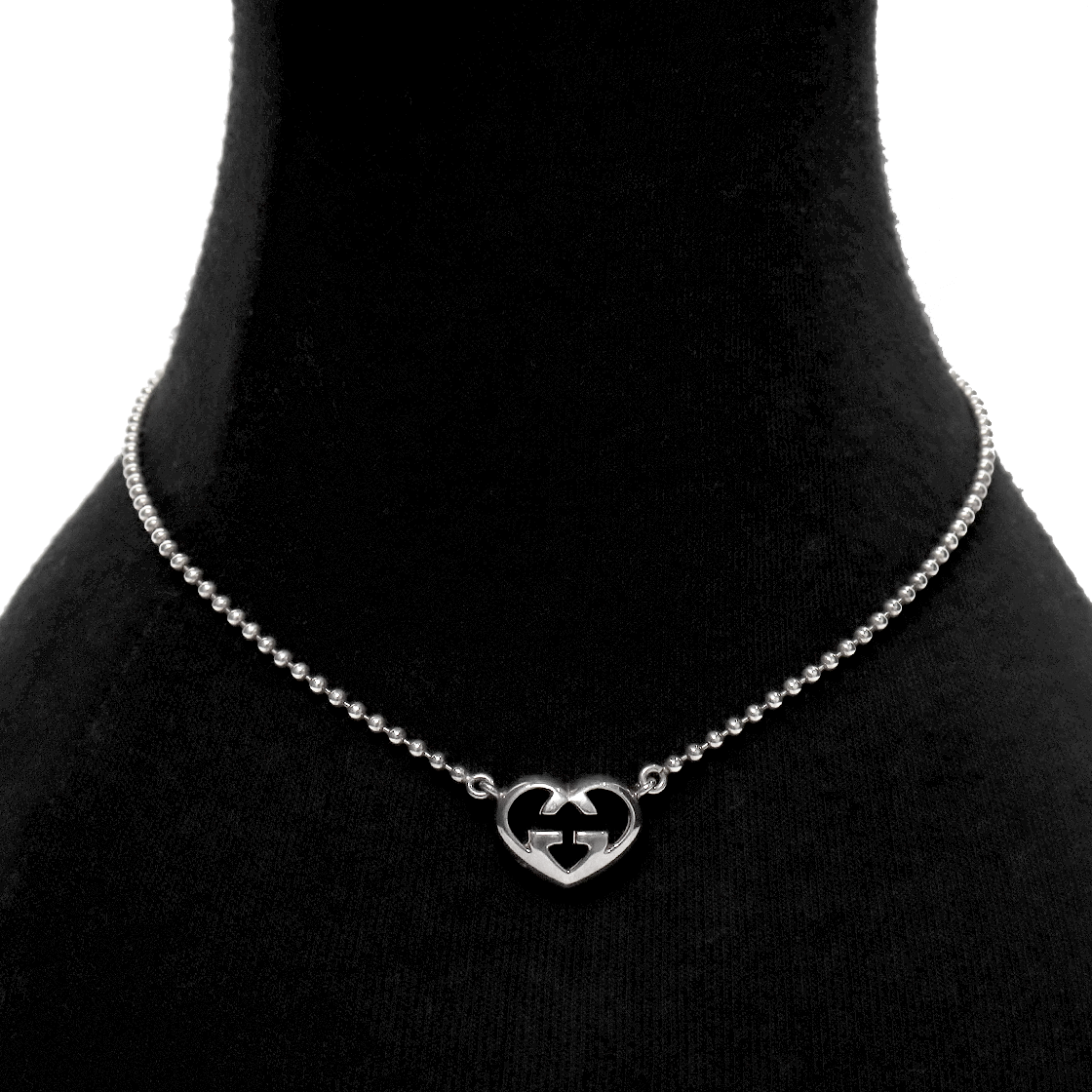 Gucci Heart Interlocking G Silver Necklace