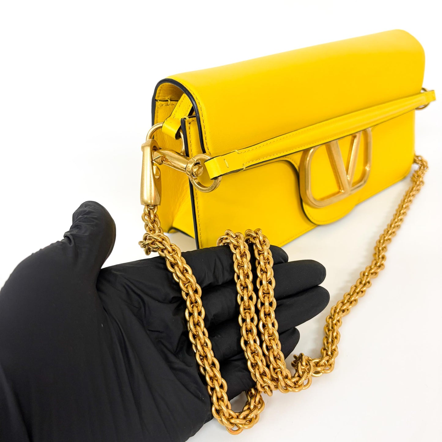Valentino Garavani V-Logo Rocco Shoulder Bag Yellow