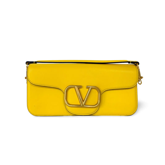 Valentino Garavani V-Logo Rocco Shoulder Bag Yellow